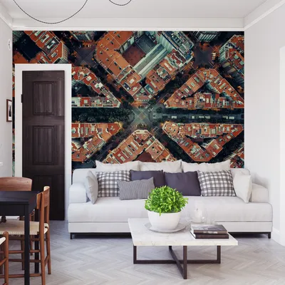 Produktbild von Muralo XXL Selbstklebende FOTOTAPETE GEBaeUDE Aussicht Vogelperspektive 3D Effekt (B) 90 cm x (H) 60 cm Tapete Wandtapete WOHNZIMMER SCHLAFZIMMER 4591