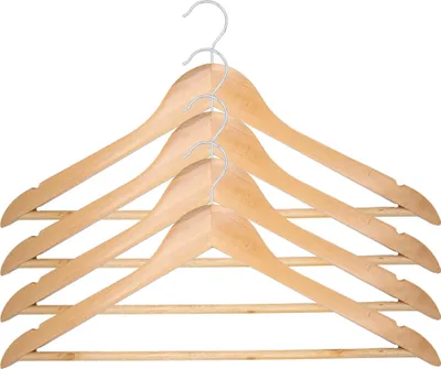 Produktbild von 5x Kleiderbügel Garderobenbügel Holz Natur Holzbügel Hemdenbügel Blusenbügel
