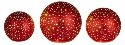 Produktbild von 3er Set LED Deko Kugellampen STARS Sterne rot D. 10 + 12 + 15cm Formano W25