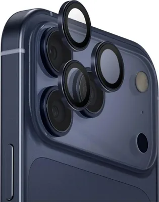 Obrázek produktu pro Skleněná ochrana objektivu fotoaparátu UNIQ Optix.Hliníková ochrana objektivu fotoaparátu pro iPhone 17 Pro / iPhone 17 Pro Max s aplikátorem, barva: tmavě modrá
