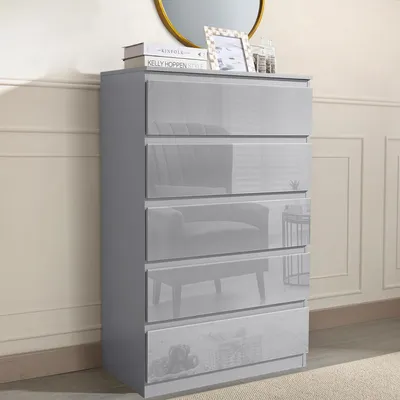 Produktbild von Sideboard Kenji 5 Schubladen Hochglanz Grau