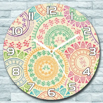 Produktbild von Wanduhr aus Glas Rund fi 30 Marokkanisch Pastell Quarz Deko Schlafzimmer Büro
