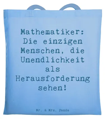 Produktbild von Mr. & Mrs. Panda Tote Bag Spruch Mathematiker Unendlichkeit - Sky Blue - Geschenk, Einkaufstasche, Berufspassion, Beruf, Kollegen, Stoffbeutel, Berechnungen, Geschenke