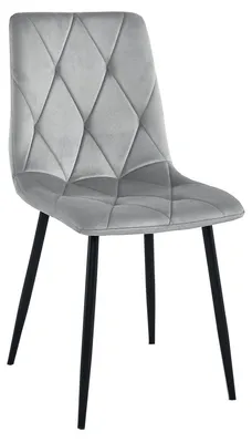 Image de Chaise Libra en Velours Gris Argenté avec Pieds Noirs