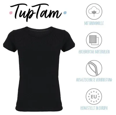 Produktbild von TupTam Kinder Jungen Unterhemd Basic T-Shirts Kurzarm 5er Pack, Farbe: Schwarz, Größe: 116-122