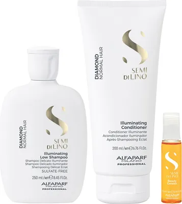 Obrázek produktu pro Alfaparf Semi Di Lino Diamond Illuminating Low Shampoo 250ml + Conditioner 200ml + Cellula Madre Beauty Genesis 13ml