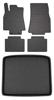 Image de Tapis en caoutchouc + bac de coffre pour Mercedes-Benz Klasa B W245 2005-2011 (coffre standard) – 5 pièces, noirs, sur mesure