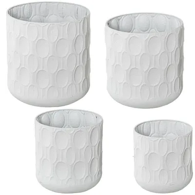 Produktbild von Set mit 4 runden Blumentöpfen aus weißem Metall, 38 x 38 x 38 cm