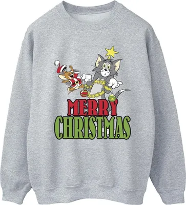 Produktbild von Tom And Jerry - "Merry Christmas Baubles" Sweatshirt für Herren BI47125 (XXL) (Grau)
