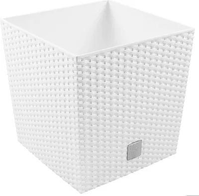 Produktbild von Blumentopf + Einsatz Blumenkübel Rattan RATO LOW DRTS225L Weiß