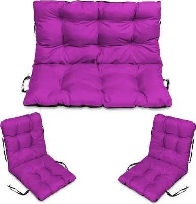 Produktbild von Sitzkissen Bankkissen Bankauflage - 120x50 cm und Rückenlehne 120x60 cm mit 2er 48x96 cm Stuhlkissen Set - Outdoor und Indoor - rosa