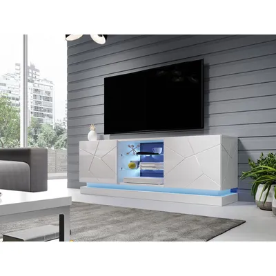 Obrázek produktu pro Televizní stolek s LED RGB osvětlením 160 cm LIMA - bílý / lesklý bílý