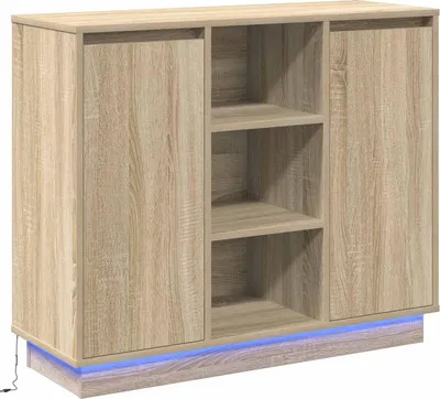 Zdjęcie produktu dla vidaXL Kredens LED dąb sonoma 90 x 32 x 75 cm materiał drewnopochodny