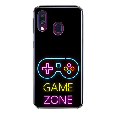 Produktbild von MuchoWow® Handyhülle Schutzhülle Hülle für Samsung Galaxy A40 Controller - Spiel - Neon - Schwarz - Zitate - Spielzone Silikon Softcase Handy Hülle - Handy-Tasche