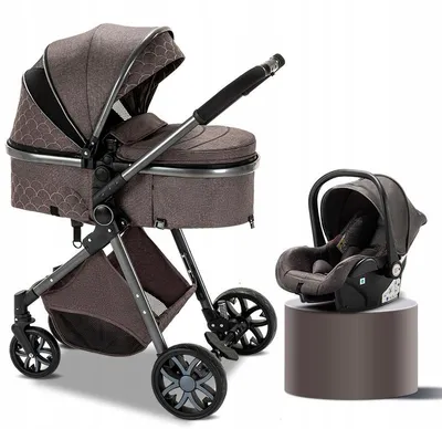 Produktbild von Kinderwagen 3 in 1 Caludan Premium Khaki mit Aluminiumrahmen und Autositz