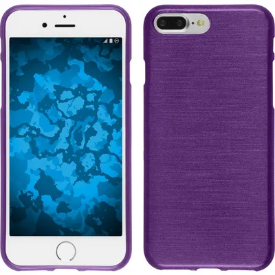 Produktbild von PhoneNatic Case kompatibel mit Apple iPhone 8 Plus - lila Silikon Hülle brushed + 2 Schutzfolien
