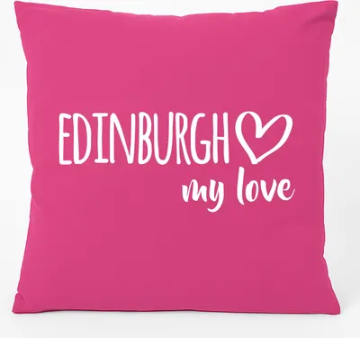 Produktbild von Huuraa Kissen Edinburgh my love 40x40cm mit Füllung Fuchsia Baumwolle Dekokissen Geschenkidee
