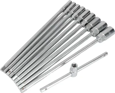 Produktbild von Schlüssel mit T-Griff und austauschbaren Stecknüssen, 8-19 mm, 10-teiliges Set