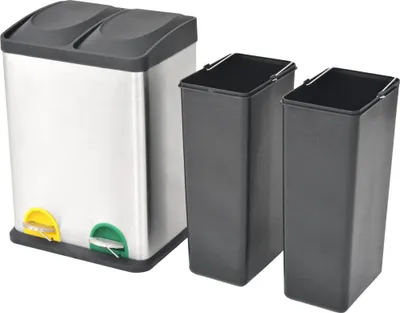 Obrázek produktu pro vidaXL Recyklační pedálový koš z nerezové oceli 36 l