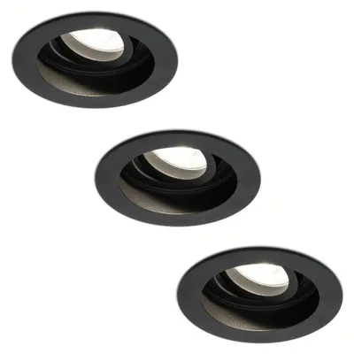 Image de HOFTRONIC - Spot LED encastrable Laredo 4W GU10 345lm 4000K Noir IP20 Inclinable 3 pièces