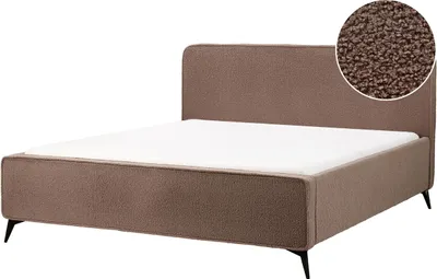 Obrázek produktu pro BELIANI Rám postele hnědý buklé čalounění černé kovové nohy 180 x 200 cm čelo klasický minimalistický styl ložnice