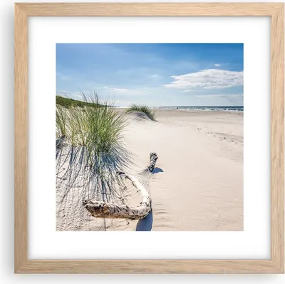 Produktbild von Gerahmtes Poster - Rahmen in heller Eiche - Mrzezyno Strand Meer - 30x30 cm - Wand Bild - Wanddeko - Wandbilder - Wandposter - Bilderrahmen - Bilder - Kunstdruck - Wandbild - P2NAC30x30-4281