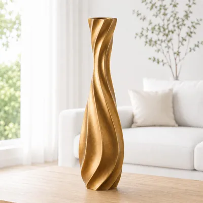 Produktbild von Leewadee Bodenvase 50 cm - Hohe Polyresin Deko für Pampasgras