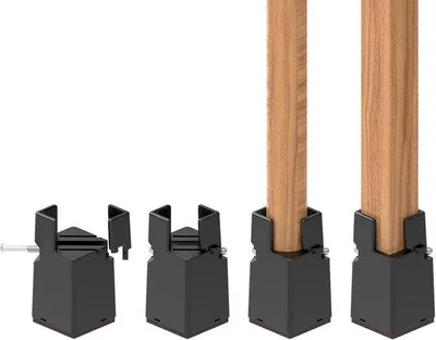 Productafbeelding van Ibenzoa® Meubelverhogers voor stoelen en bedden – verstelbare schroefklem, hoogwaardig kunststof, zwart, set van 4, voor meer beenruimte