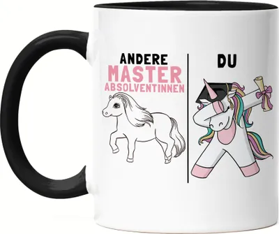 Produktbild von Andere Masterabsolventinnen Du Tasse Schwarz Pferd Einhorn Geschenkidee Lustig Studentin Studium Hochschule Uni