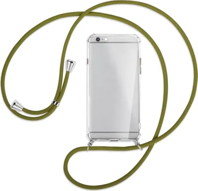 Produktbild von Handykette Backcover-Schutzhülle mit Band (Metall silberfarben) für Apple iPhone 6 Plus - khaki