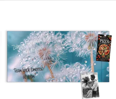 Produktbild von Magnettafel 100x50cm Pinnwand Whiteboard beschreibbar - Wassertropfen Pusteblume