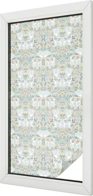 Produktbild von Buntglas Fensterfolie – 100x50 cm – Stained-Glass Design – blickdichte dekorative Sichtschutzfolie – selbstklebend, UV-Schutz – Hirschblumen