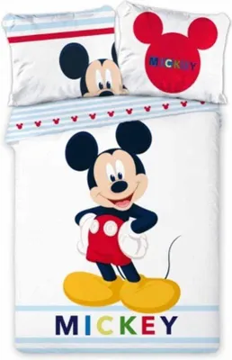 Imagen del producto de Funda de edredón Unyqoos® Mickey Mouse, 140 x 200 cm – Juego de cama reversible para 1 persona, 100% microfibra de poliéster