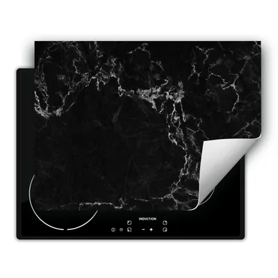 Produktbild von DarHaus Herdabdeckplatte 80x52 cm Anti Rutsch Matte Aufrollbar, Marmor - schwarz
