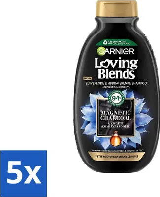 Obrázok produktu pre Šampón Garnier Loving Blends s magnetickým aktívnym uhlím 300 ml - hodnotné balenie - 5 kusov