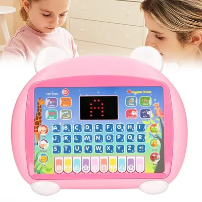 Obrázek produktu pro Univerzální vzdělávací tablet s LED displejem, hrou na hláskování slov a hudbou – pro začátek školní docházky, notebook, výukový počítač, dětský tablet – 2–5 let