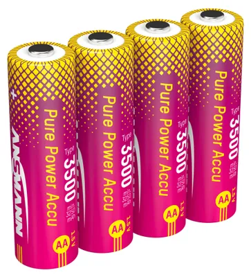 Image de ANSMANN 1312-0042 "Pure Power" : Batteries Li-ion Mignon AA (3250 mAh), lot de 4