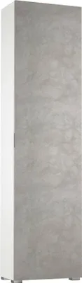 Produktbild von Mehrzweckschrank Ddarbo, Linearschrank mit 1 Tür und 7 Einlegeböden, Eingangs - oder Badezimmersäule, Modernes Schuhregal, 100%  Italy, 50x30h182 cm, Beton und Weiß