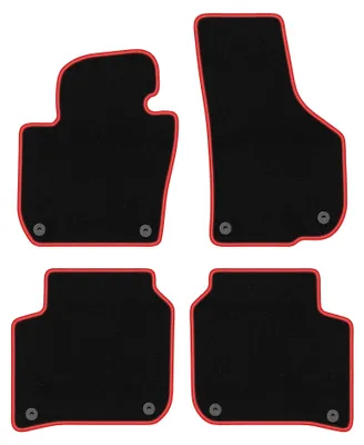 Productafbeelding van Velours automatten voor Skoda Superb II 2008-2015 (sedan/stationwagen) – 4-delig, zwart/rood, op maat – Wielganizator CARLUX