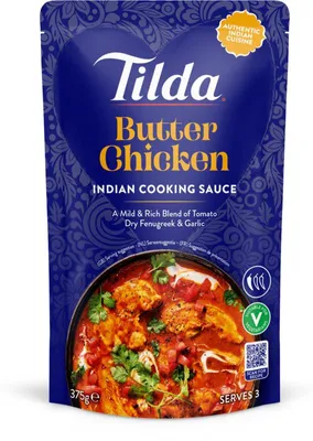 Produktbild von Tilda Butter Chicken 375g – Cremiges indisches Fertiggericht mit zartem Hähnchen