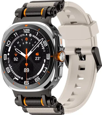 Produktbild von Für Samsung Galaxy Watch Ultra 2 2025 / Watch Ultra 47mm Silikon Metall Band Beige / Schwarz