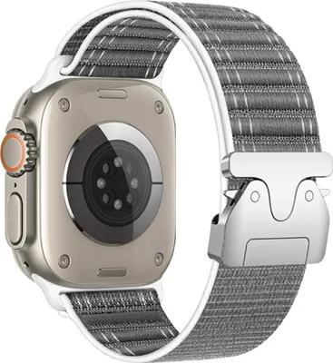 Productafbeelding van Pasek Beline geweven nylon horlogeband, diagonaal design, voor Apple Watch 38/40/41mm, grijs
