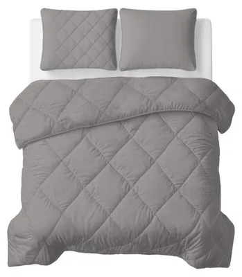 Immagine prodotto di Sleeptime, coperta per letto "Lazy", colore grigio unito, dimensioni 240 x 200 cm, con federe incluse