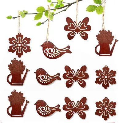 Produktbild von Frühlingshafte Hängedeko im 12er Set mit Vögeln, Schmetterlingen und Blumen