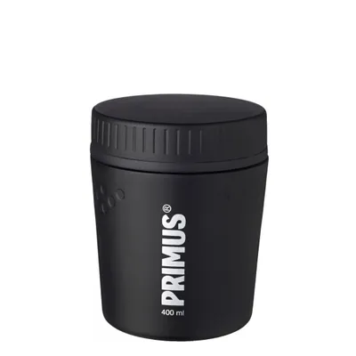 A black food flask with a lid, shown in isolation against a white background.