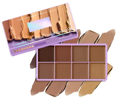 Imagen del producto de Paleta de corrector y base de maquillaje con 8 colores para una cobertura perfecta