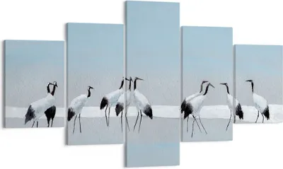 Produktbild von Bild auf Leinwand - Leinwandbild - 5 Teile - Vögel Kraniche Natur - 125x70cm - Wand Bild - Wanddeko - Wandbilder - Leinwanddruck - Bilder - Wanddekoration - Leinwand bilder - Wandbild - EA125x70-4921