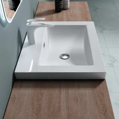 Produktbild von doporro Waschbecken Einbauwaschbecken aus mineralguss in weiß |BTH: 60x48x13 cm| Waschtisch Waschplatz| Col01