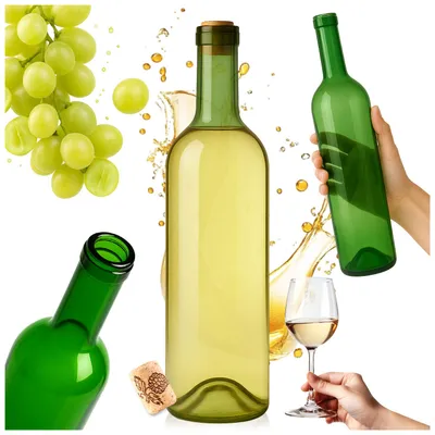 Produktbild von SuperButelki.pl – Weinflasche mit Korken 750 ml Bordeaux mit Presskorken, Grünglas, klassisch für Wein, Liköre, Cider, 0,75 l Flasche