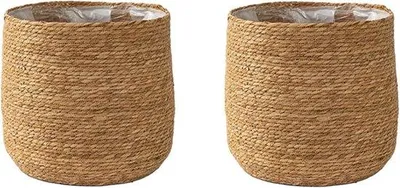 Produktbild von Blumenampel Set aus handgeflochtenem Seegras, innen und außen, Größe S, natur
